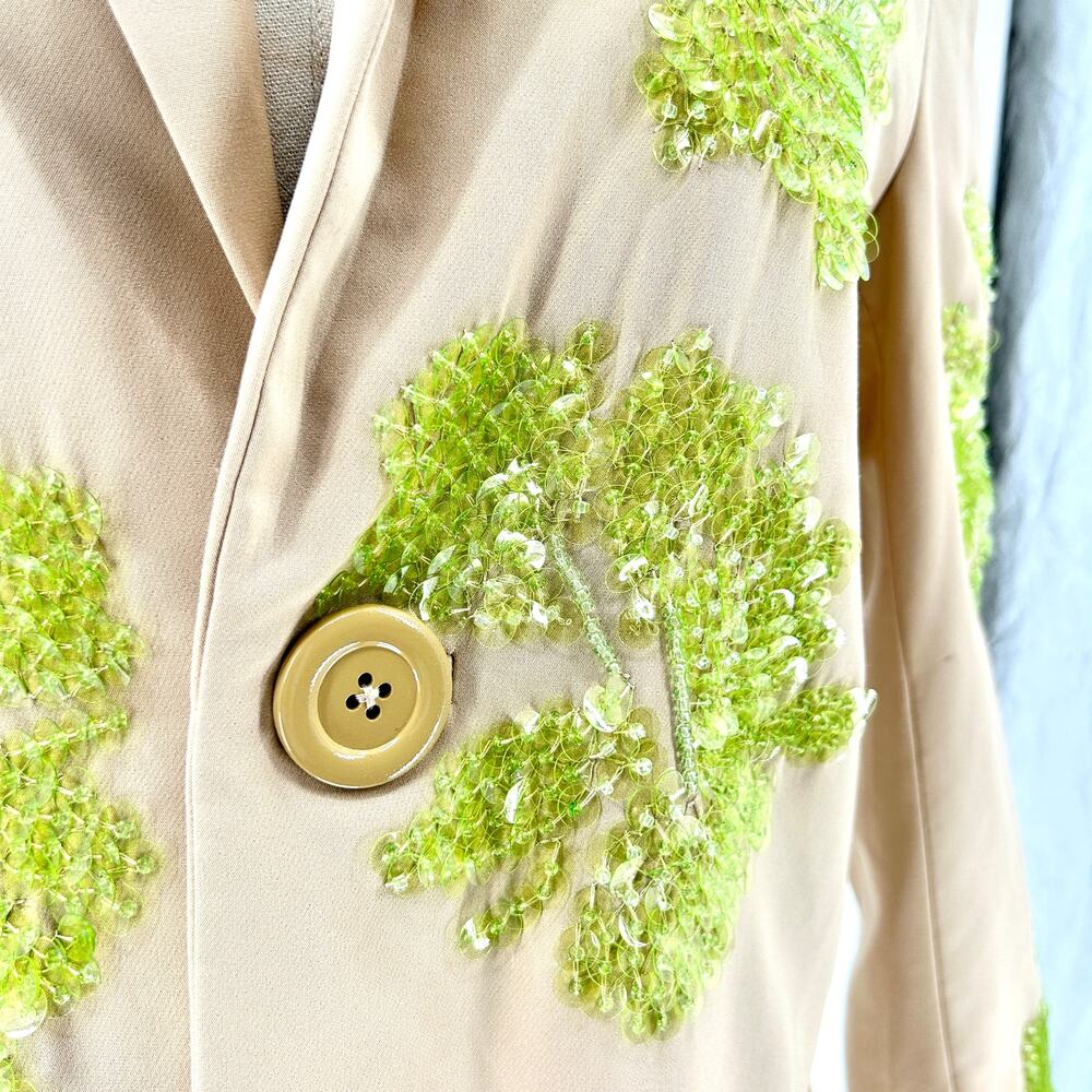 Dhruv Kapoor Beige Neon Green Sequin Tailored Blazer - Picture 4 of 9